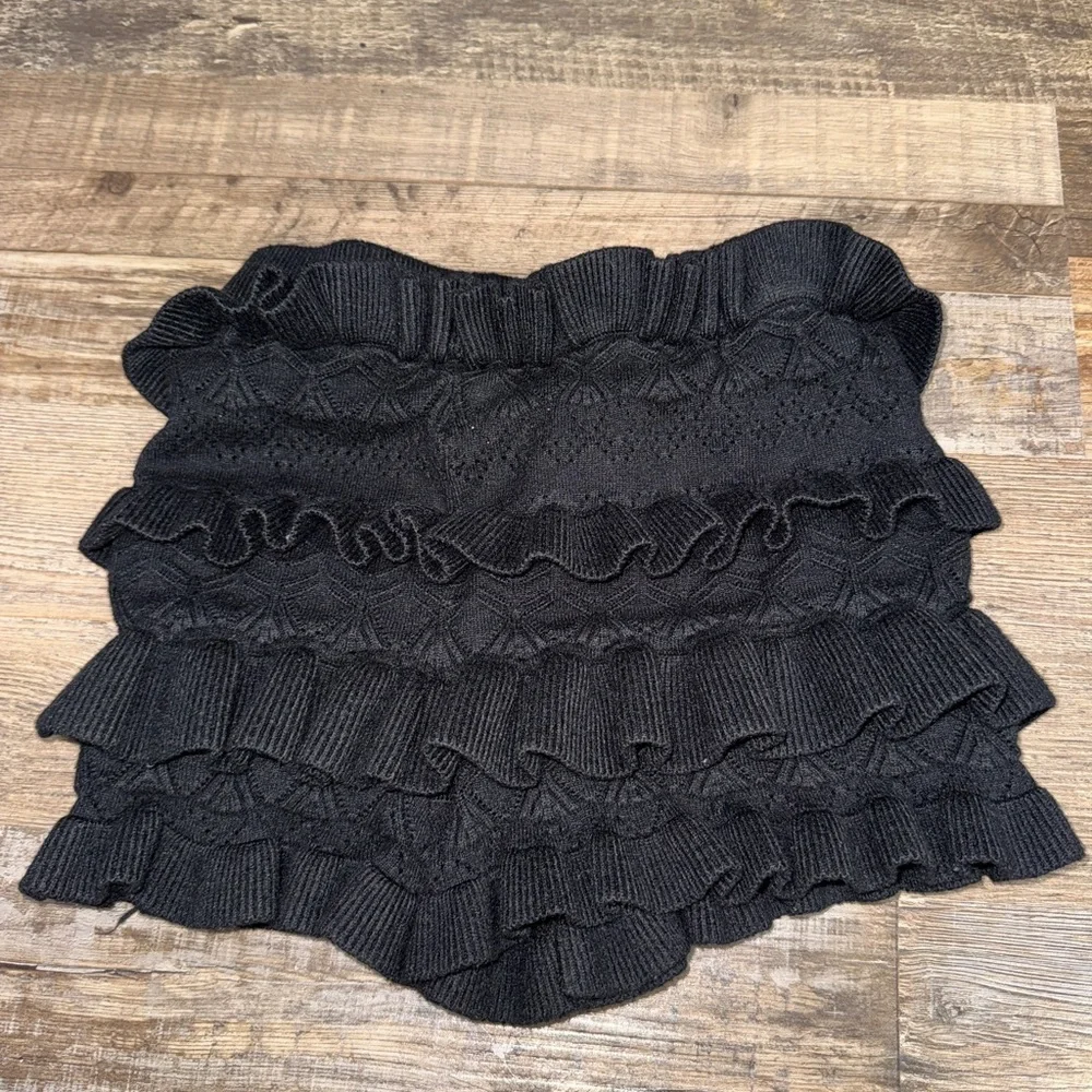 Black Ruffle Knit Shorts Boho Cottagecore Layered Ruffle Bloomer Shorts small